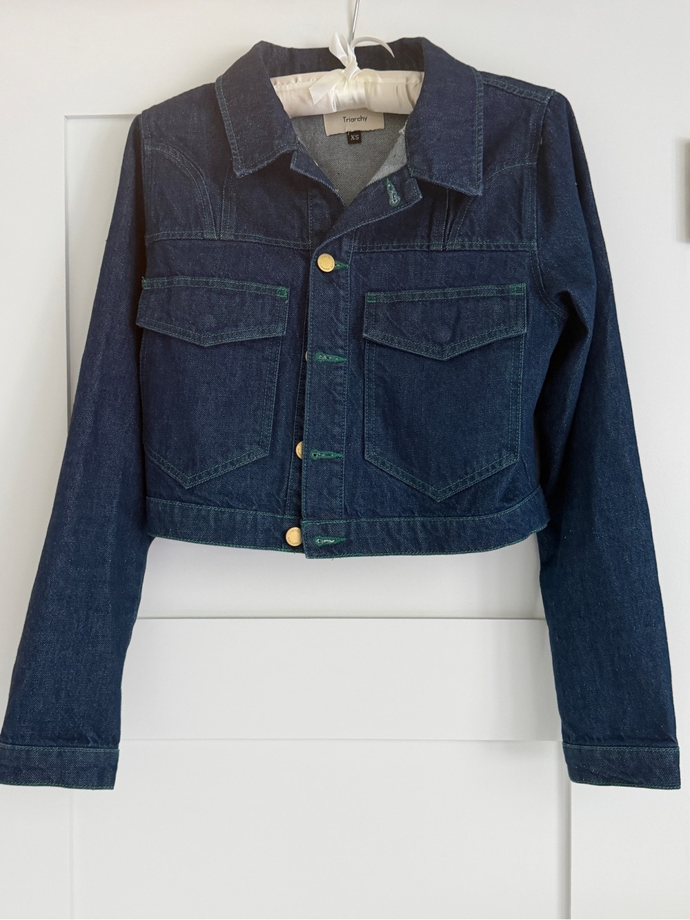 Like New - Triarchy Stirrup Denim Set with Green stitching